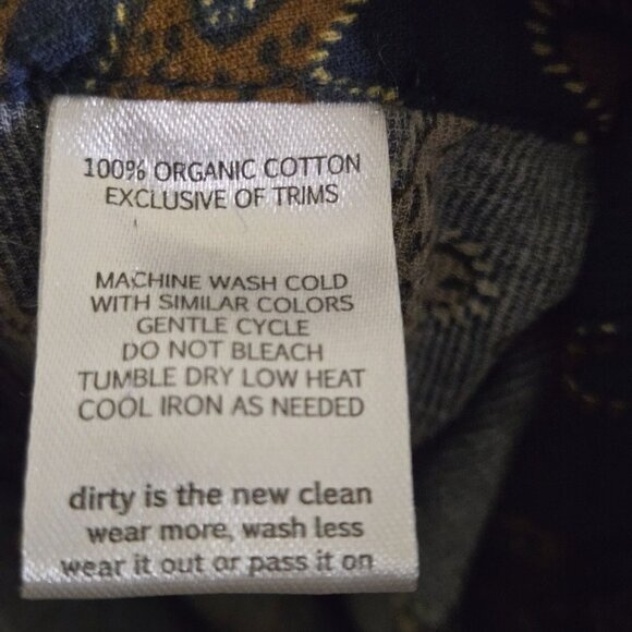 Toad&Co Manzana Paneled Midi Skirt Midnight Leaf Print Organic Cotton Size L - Picture 11 of 12